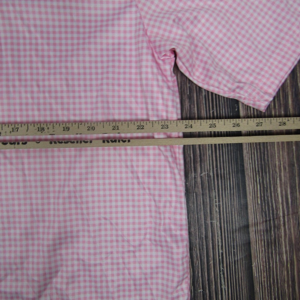 Collars & Co Polo Shirt Mens XL Pink Gingham Dress Collar Stretch Short Sleeve - Picture 6 of 7